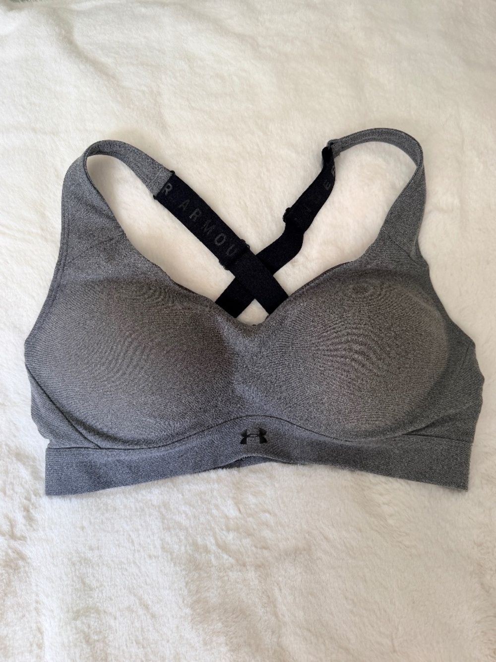 Supportive Under Armour Warp Knit High Impact Sports Bra Charcoal Large